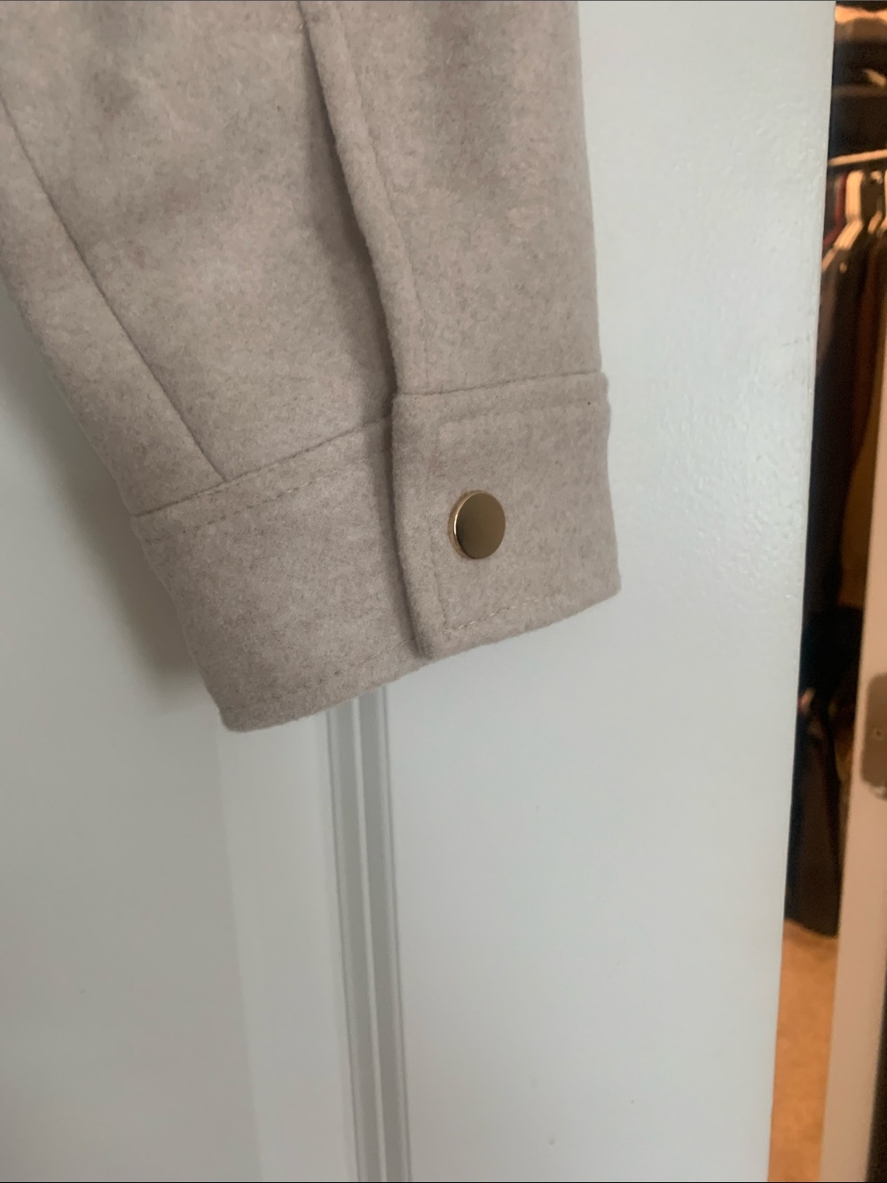 Ci Sono Cream Wool Blend  Utility Jacket with Gold Buttons - Picture 6 of 9